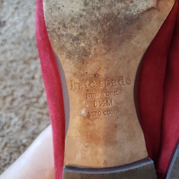 Kate Spade suede flat pointed toe loafer red leather classic 8.5 - Picture 6 of 9